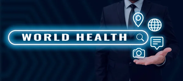 Schilder Mit Der Aufschrift World Health Business Overview Weltaktionstag Zur — Stockfoto