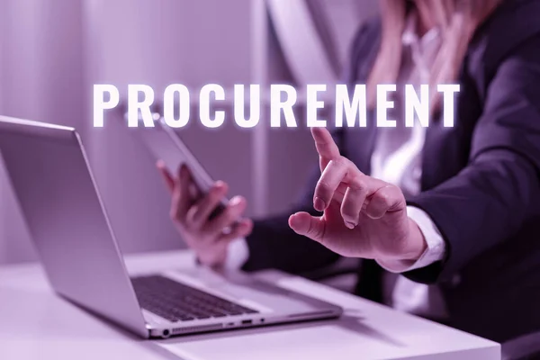 Writing Displaying Text Procurement Word Written Procuring Purchase Equipment Supplies — Stock Photo, Image