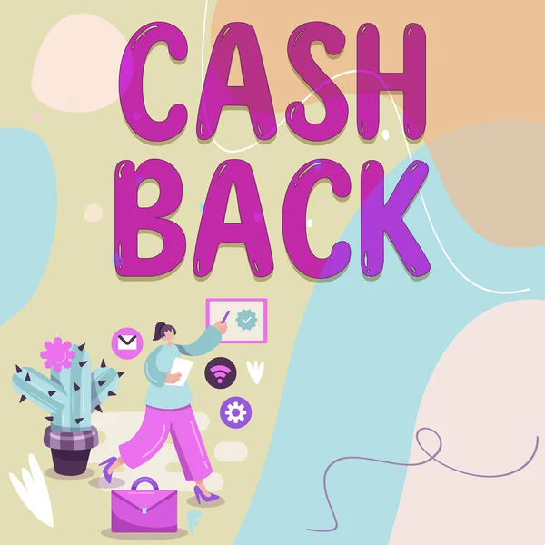 Signo Texto Que Muestra Cash Back Internet Concept Incentivo Ofrece — Foto de Stock