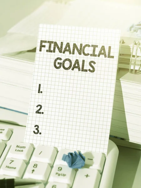 Logga Med Finansiella Mål Affärsöversiktsmål Som Vanligtvis Drivs Specifika Framtida — Stockfoto