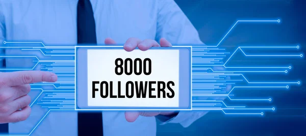 Schreiben Von Textanzeigen 8000 Follower Business Konzept Anzahl Der Personen — Stockfoto