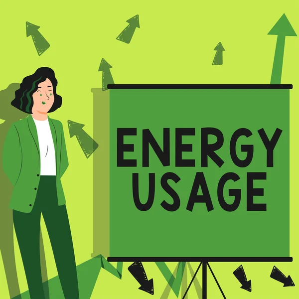 Tekenen Weergeven Energiegebruik Internetconcept Hoeveelheid Energie Verbruikt Gebruikt Een Proces — Stockfoto