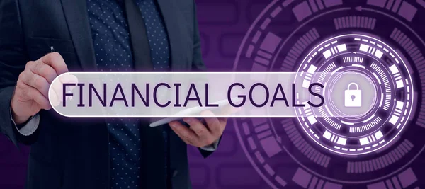 Znak Tekstowy Pokazujący Cele Finansowe Cele Biznesowe Które Zazwyczaj Wynikają — Zdjęcie stockowe