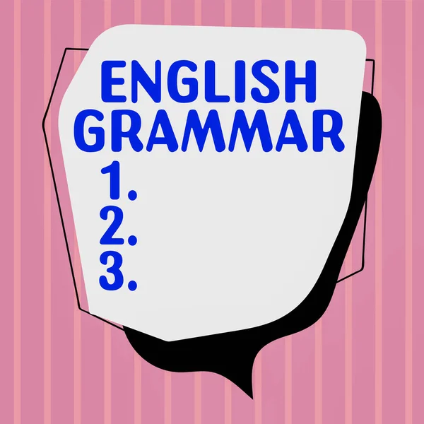 Signo Texto Que Muestra Gramática Inglesa Los Cursos Negocios Cubren —  Fotos de Stock