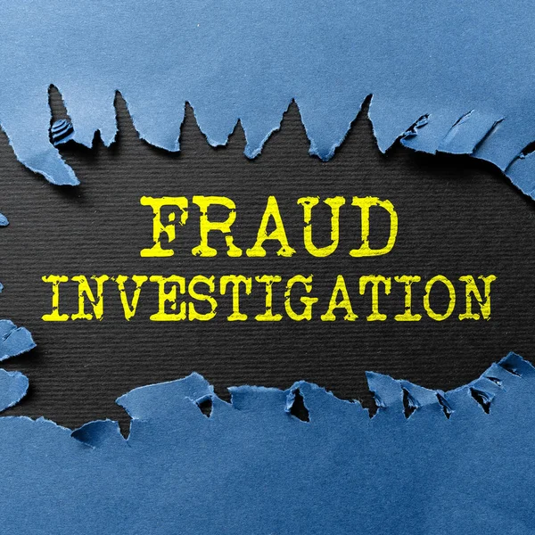 Text Sign Showing Fraud Investigation Internet Concept Process Determining Whether — Stock Photo, Image