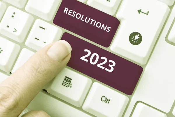 Inspiration showing sign Resolutions 2023, Business showcase list of things wishes to be fully done in next year