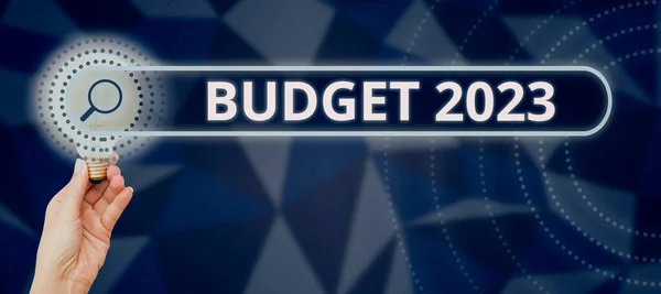 Натхнення Показує Знак Бюджет 2023 Оцінка Доходів Витрат Бізнесу Наступний — стокове фото