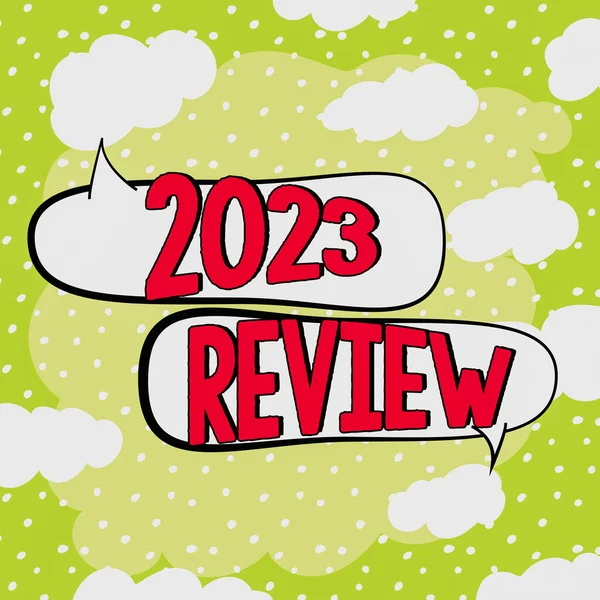 Legenda Texto Apresentando 2023 Review Internet Concept Vendo Eventos Ações — Fotografia de Stock