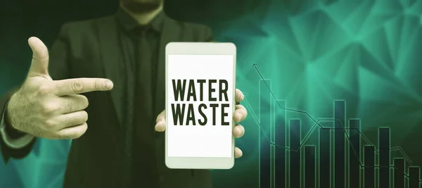 産業プロセスの一部として使用されている事業用コンセプト液 水の廃棄物 のインスピレーションを示すテキスト — ストック写真