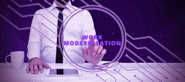 Inspiração Mostrando Sinal Modernização Trabalho Conceito Negócio Mudando Serviço Processo — Fotografia de Stock