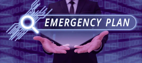 Placa Exibindo Plano Emergência Conceito Internet Procedimentos Para Resposta Emergências — Fotografia de Stock