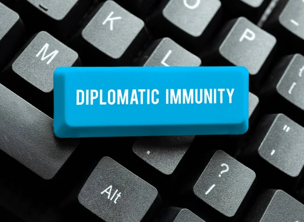 Schrijven Van Tekst Diplomatieke Immuniteit Internet Concept Wet Die Buitenlandse — Stockfoto