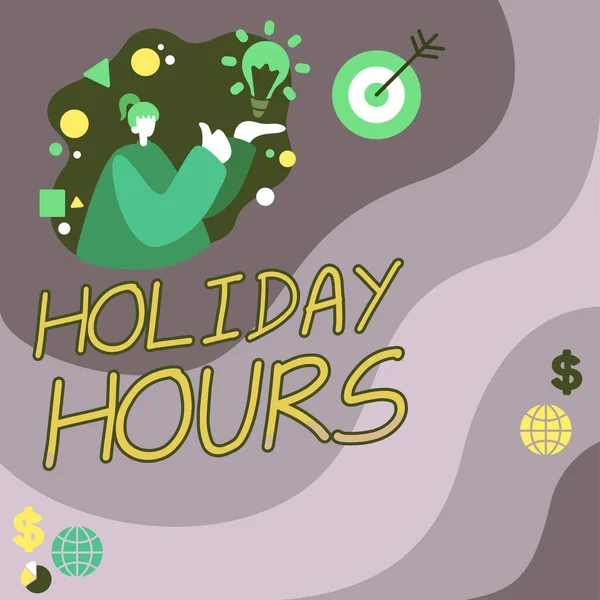 Text Bildtext Presenterar Holiday Hours Business Approach Bonus Betalning Anställd — Stockfoto