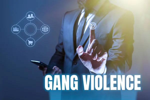 Legenda Conceitual Gang Violência Violação Conceito Negócio Das Leis Causadas — Fotografia de Stock