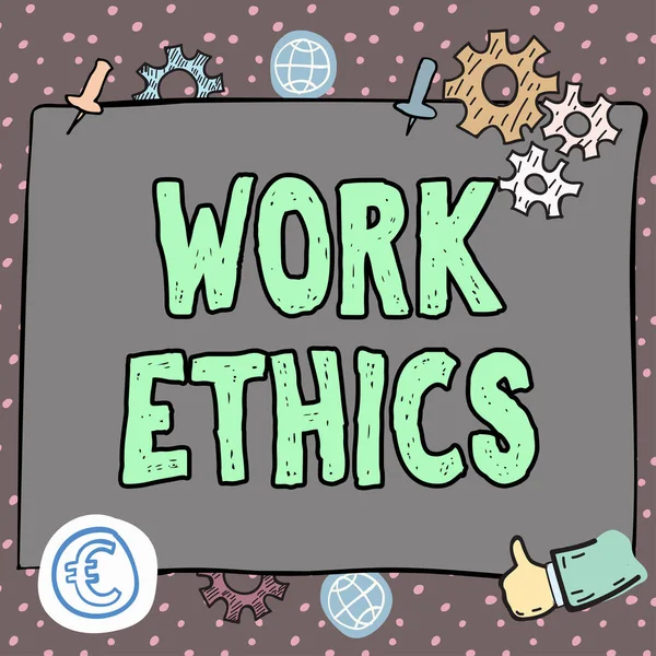 概念表示 仕事倫理 ビジネスショーケース仕事をすることの重要性を中心とした価値観の集合 — ストック写真