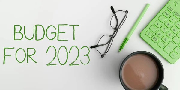 Inspiração Mostrando Sinal Orçamento Para 2023 Ideia Negócio Uma Estimativa — Fotografia de Stock
