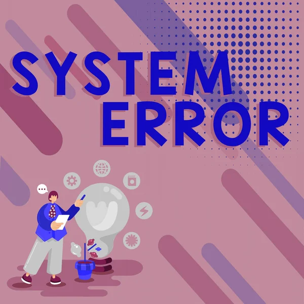 概念标题系统错误 技术故障词汇软件崩溃崩溃信息丢失 — 图库照片