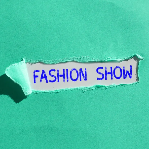 Texto Mostrando Inspiração Fashion Show Word Exibition Que Envolve Estilos — Fotografia de Stock