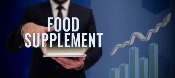 Text caption presenting Food Supplement, Business approach Conditions and practices that preserve the quality of food