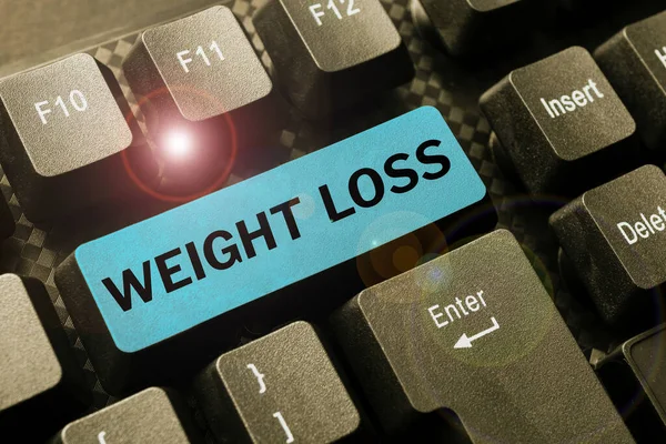 Textschild Mit Gewichtsverlust Business Schaufenster Verringerung Der Körperflüssigkeit Muskelmasse Reduzieren — Stockfoto