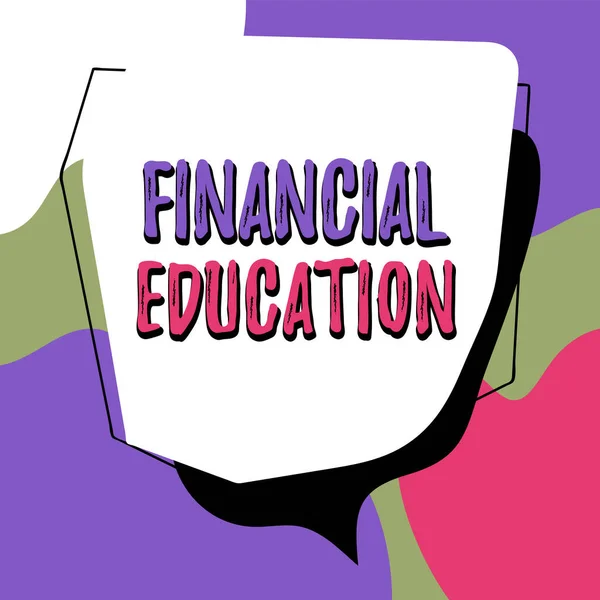 Zeichen Für Finanzerziehung Konzept Für Das Verständnis Von Monetären Bereichen — Stockfoto