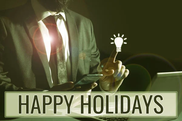 Konzeptionelle Anzeige Frohe Feiertage Geschäftsübersicht Gruß Verwendet Die Feier Vieler — Stockfoto
