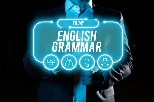 English Grammar 비즈니스 프레젠테이션 코스는 영어로 말하고 수준을 아우른 — 스톡 사진