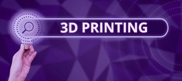 Sign displaying 3D Printing, Business idea making a physical object from a three-dimensional digital model