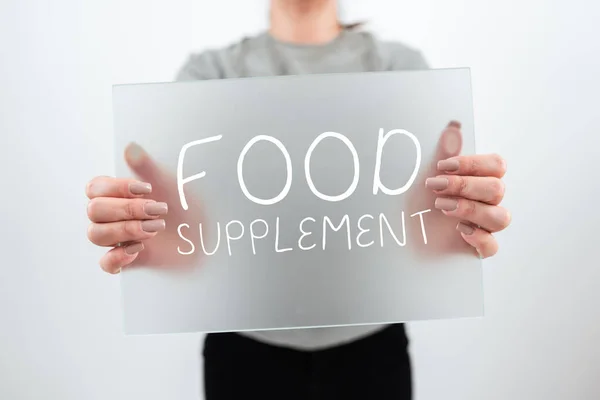 Tekst Met Inspiratie Voedingssupplement Woord Voor Voorwaarden Praktijken Die Kwaliteit — Stockfoto