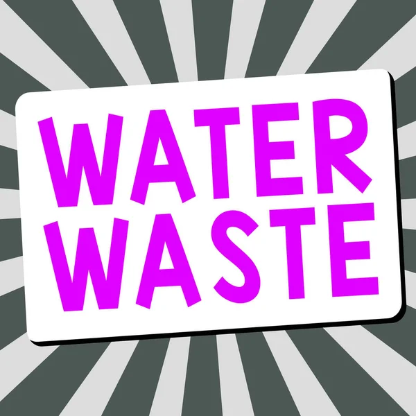 工業プロセスの一部として使用されている水の廃棄物 液体のための単語を表示する記号 — ストック写真
