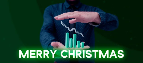 Textový Titulek Představující Veselé Vánoce Slovo Napsané Každoroční Tradici Oslavě — Stock fotografie