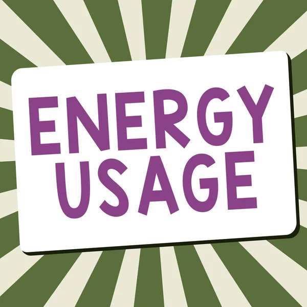 能源使用 商业展示过程或系统所消耗或使用的能源数量 — 图库照片