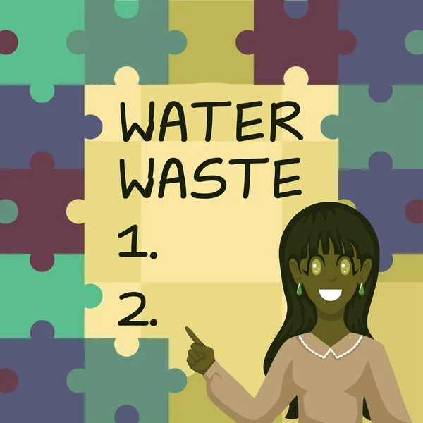 産業プロセスの一部として使用されている液体を紹介する水廃棄物を示すテキスト記号 — ストック写真