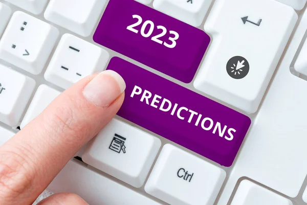 Logga Visar 2023 Förutsägelser Ord För Lista Över Saker Känner — Stockfoto