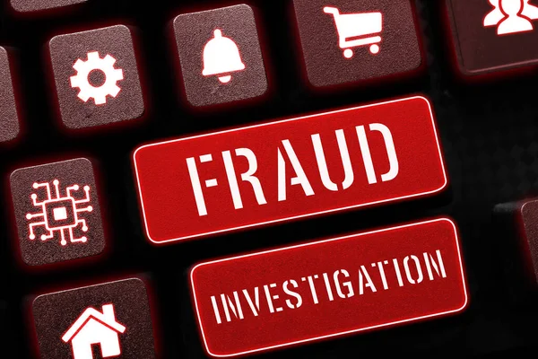 Sign Displaying Fraud Investigation Business Concept Process Determining Whether Scam — Stock Photo, Image