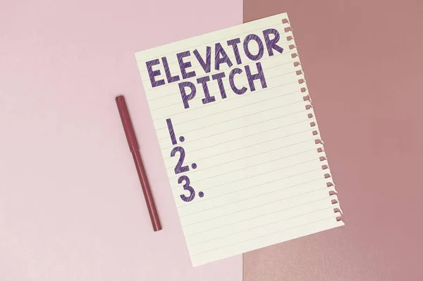 Text Zeigt Inspiration Elevator Pitch Konzept Bedeutet Ein Überzeugendes Verkaufsgespräch — Stockfoto