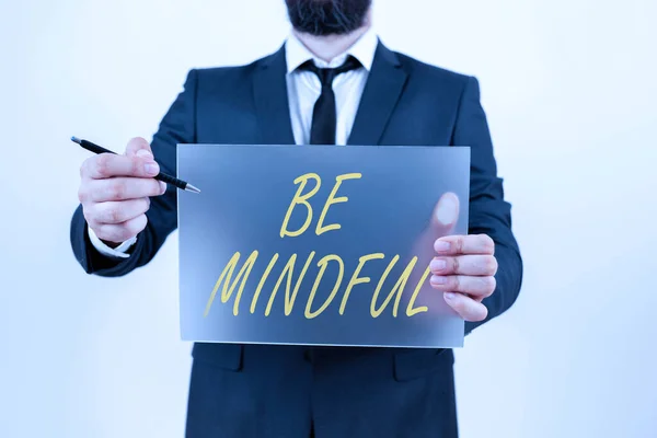 Tekst Met Inspiratie Mindful Business Concept Met Aandacht Voor Bewust — Stockfoto