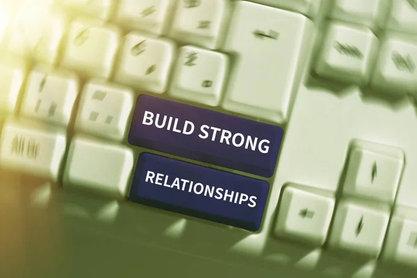Κείμενο Λεζάντα Παρουσίαση Build Strong Relationships Επιχειρηματική Έννοια Καλή Εξυπηρέτηση — Φωτογραφία Αρχείου
