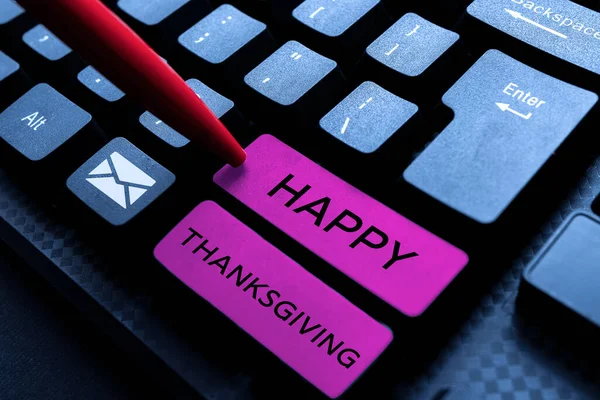 Szöveg Felirat Bemutató Boldog Hálaadást Üzleti Megközelítés Szüret Fesztivál Nemzeti — Stock Fotó