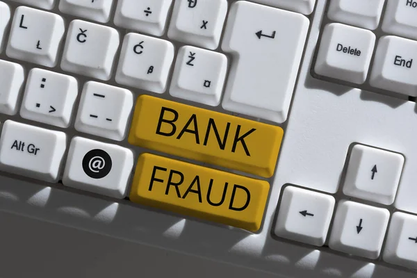 Conceptual Caption Bank Fraud Word Intentional Perversion Truth Induce Another — Stock Photo, Image
