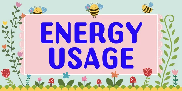 Teksten Weergeven Energiegebruik Bedrijfsconcept Hoeveelheid Energie Verbruikt Gebruikt Een Proces — Stockfoto