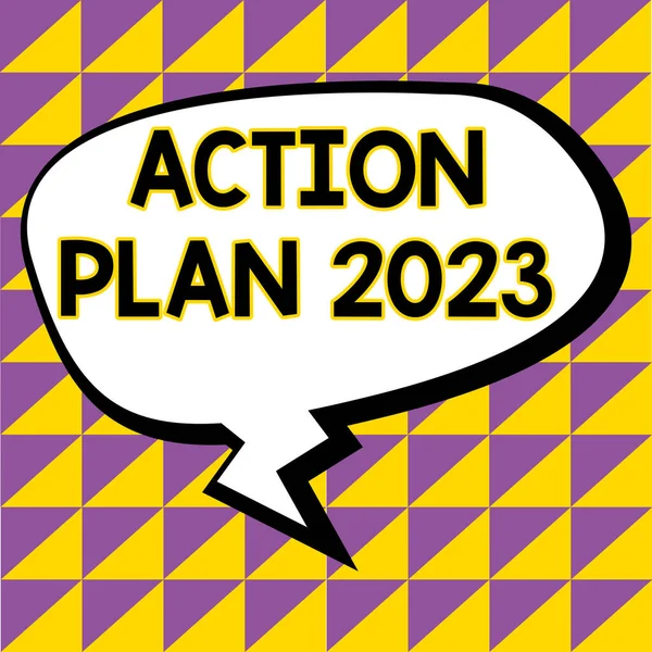 Sign Displaying Action Plan 2023 Concept Jelentése Hogy Nem Listát — Stock Fotó