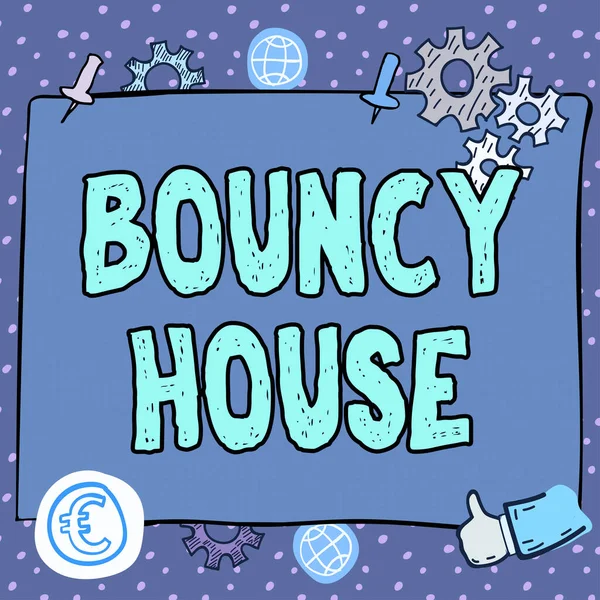 手写标志Bouncy House Business Showcase Automated Program Runs Internet Artificial Intelligence — 图库照片