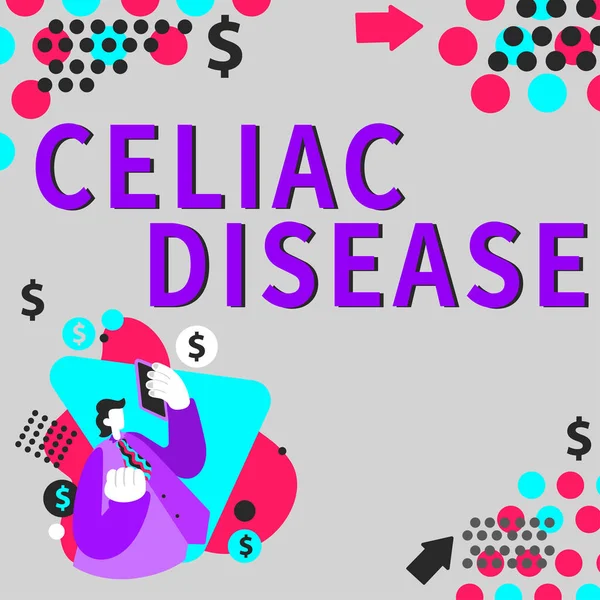 Fogalmi Felirat Celiac Betegség Üzleti Koncepció Vékonybél Túlérzékeny Glutén Emésztési — Stock Fotó