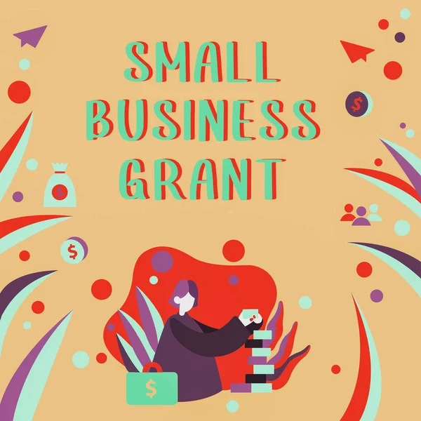 Pisanie Wyświetlania Tekstu Small Business Grant Przegląd Działalności Firmy Indywidualnej — Zdjęcie stockowe