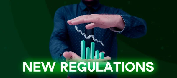 Redação Exibindo Texto Novos Regulamentos Abordagem Empresarial Regulamentação Controlando Atividade — Fotografia de Stock