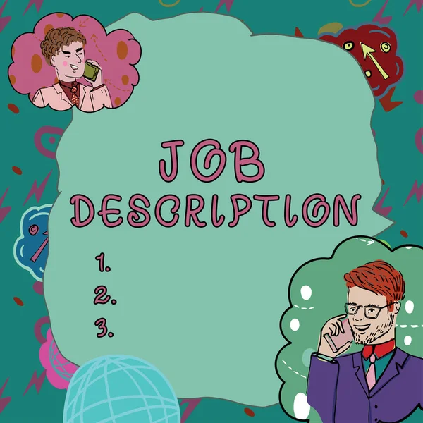 Sign Displaying Job Description Üzleti Koncepció Pozíció Felelősségét Leíró Dokumentum — Stock Fotó