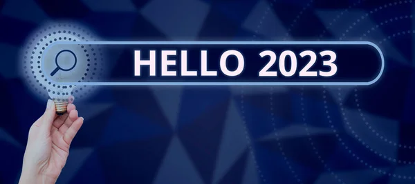 Εννοιολογική Απεικόνιση Hello 2023 Word Γράφτηκε Για Τον Εορτασμό Της — Φωτογραφία Αρχείου