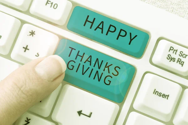 Konzeptionelle Anzeige Happy Thanksgiving Internet Konzept Erntedankfest Nationaler Feiertag November — Stockfoto
