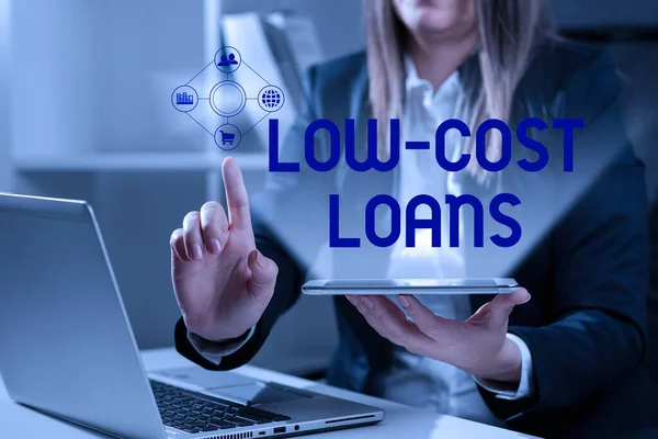 Konzeptdarstellung Low Cost Loans Internet Konzeptdarlehen Mit Einem Zinssatz Von — Stockfoto